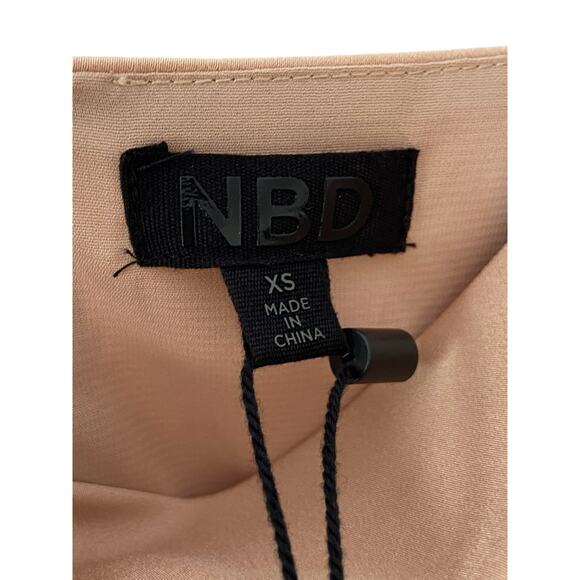 NBD Lila Gown Maxi Satin Cowl Neck Adjustable Strap Side Slit Champagne Size XS - Picture 7 of 11